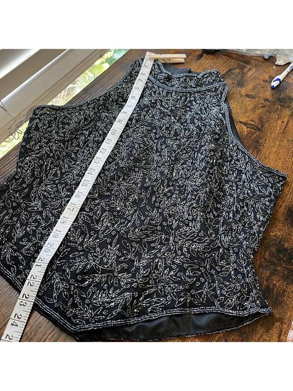 Vintage Elegant Black and Silver Women's Top formal sleeveless evening wear - Picture 9 of 12